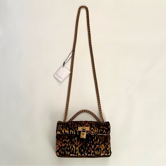 Kurt Geiger London Leopard Print Velvet Mini Brixton Crossbody Bag - Picture 2 of 12